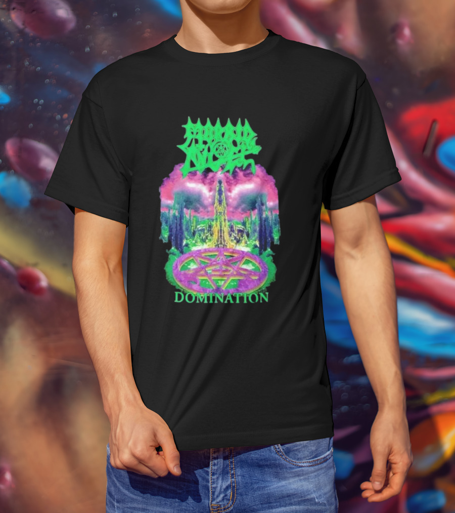 Morbid Angel Domination Pentagram Psychedelic Landscape Iconic T-Shirt