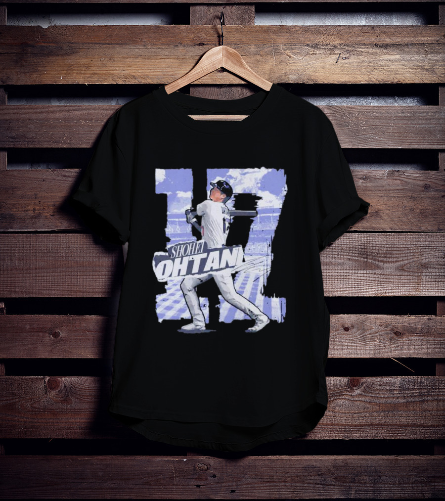 Shohei Ohtani Baseball Cartoon 17 Signature T-Shirt