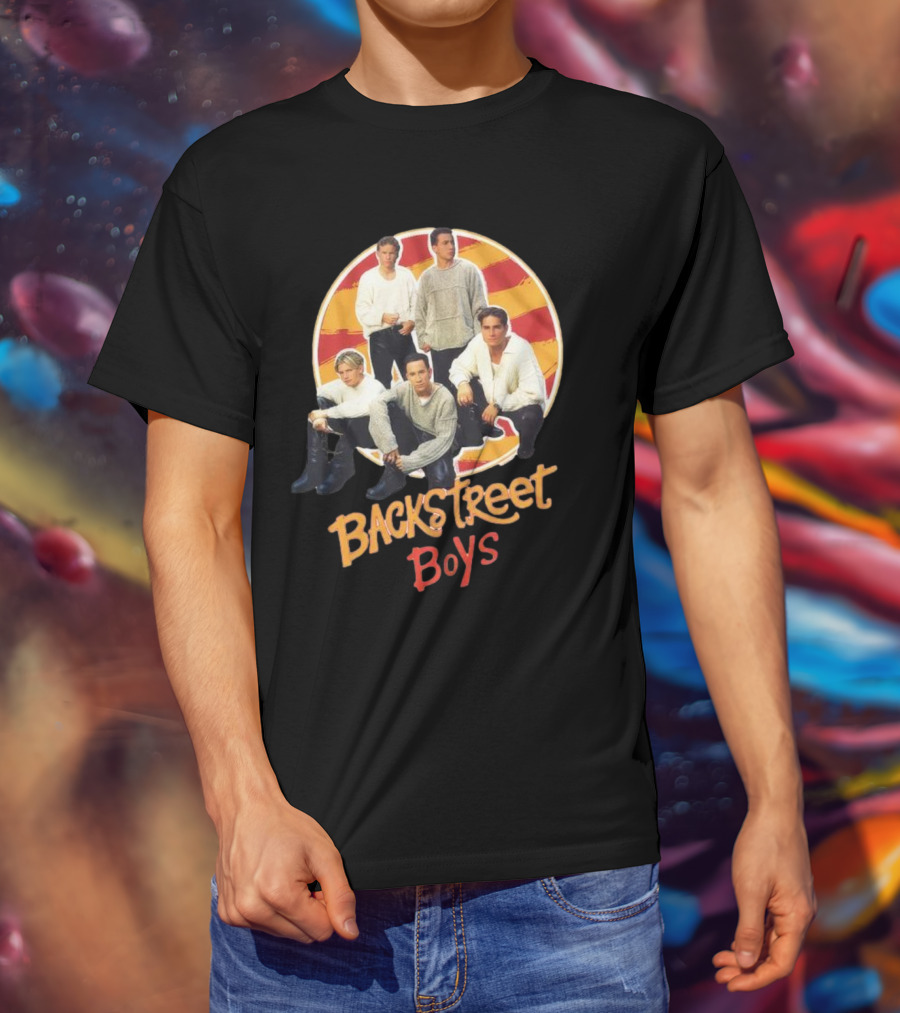 Backstreet Boys Striped Circle Group Image T-Shirt