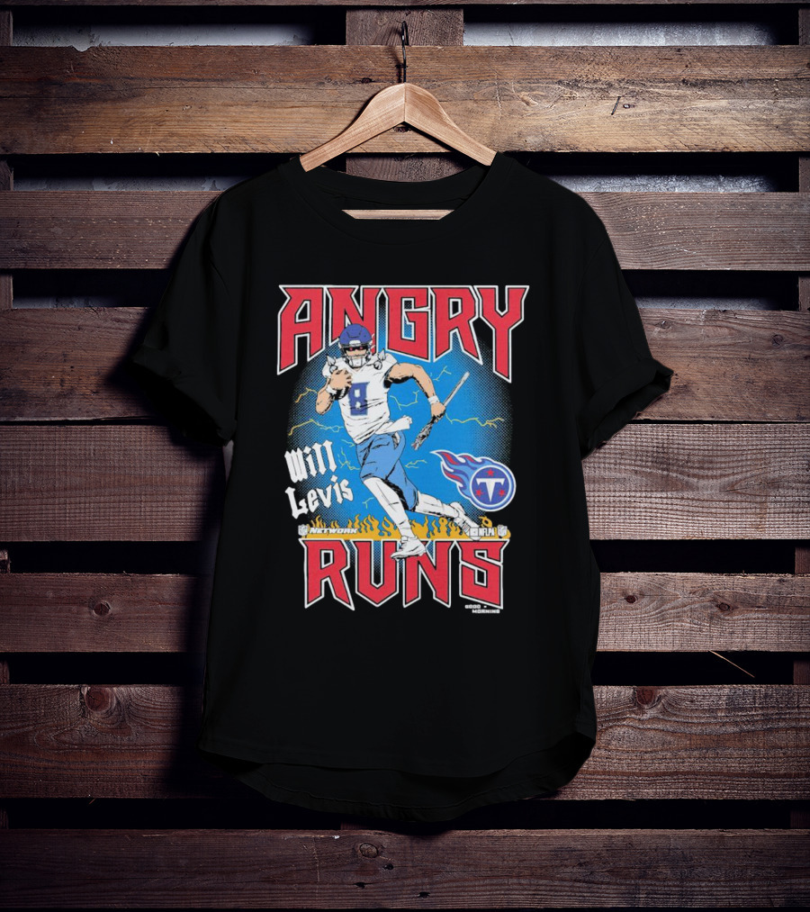 Tennessee Titans Will Levis Angry Runs NFL Network Football 8 Breaking Through Flames T-Shirt