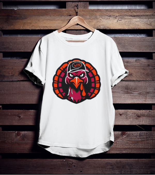 Turkey Wearing A Win Hat With Fierce Expression T-Shirt