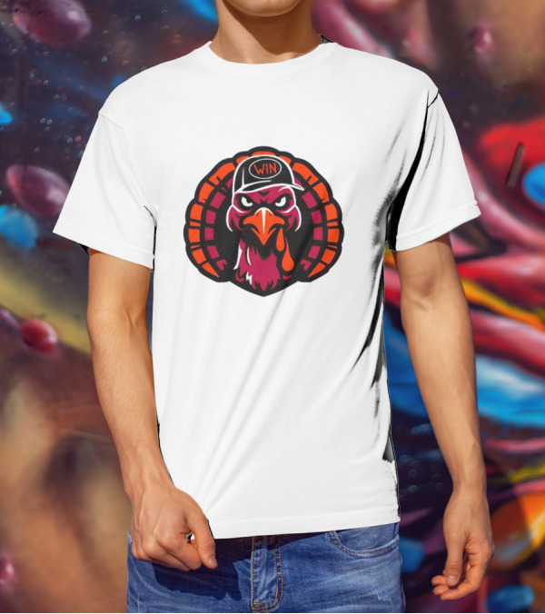Turkey Wearing A Win Hat With Fierce Expression T-Shirt