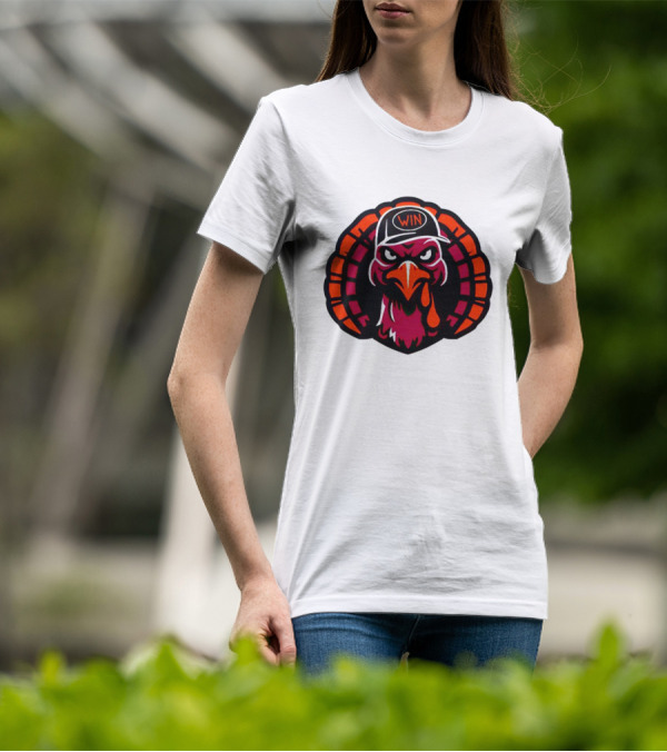 Turkey Wearing A Win Hat With Fierce Expression T-Shirt