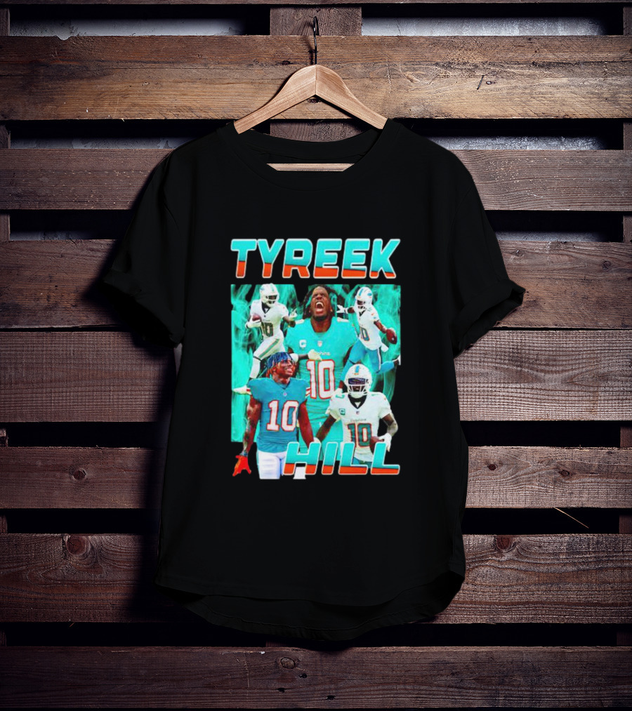 TYREEK HILL Picture Collage Miami Dolphins Football Images T-Shirt