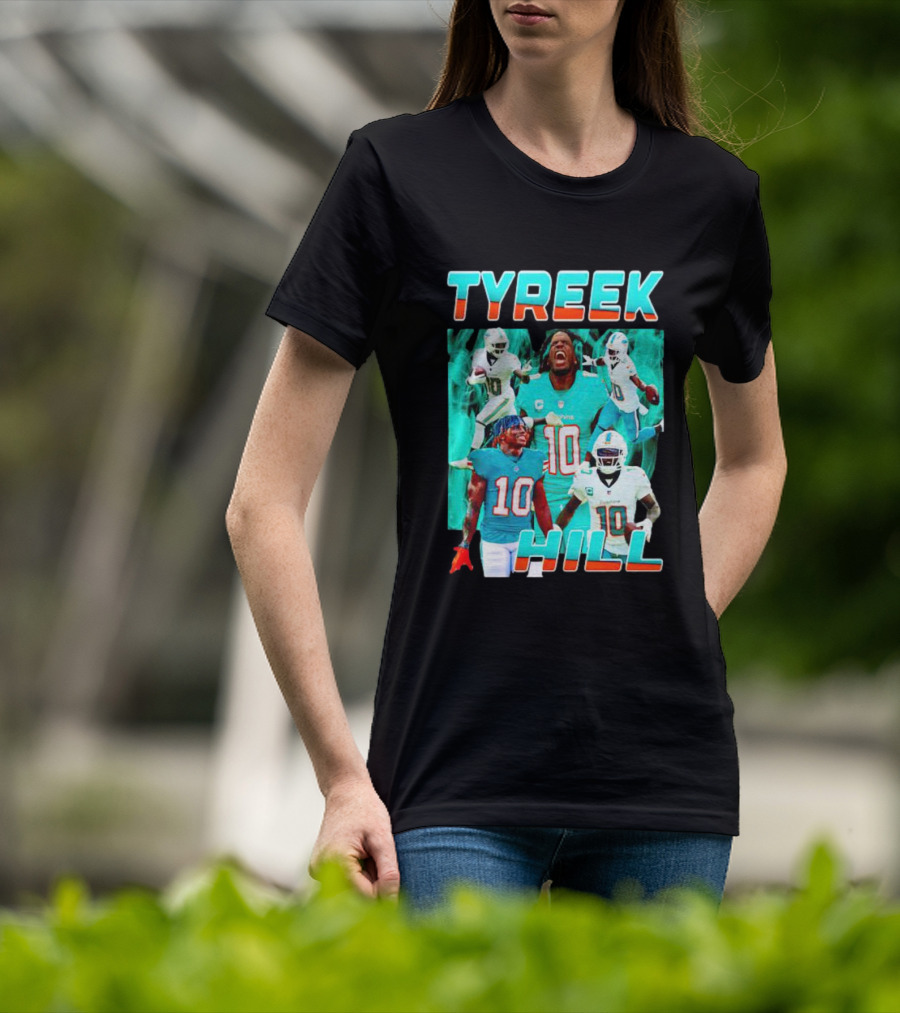 TYREEK HILL Picture Collage Miami Dolphins Football Images T-Shirt