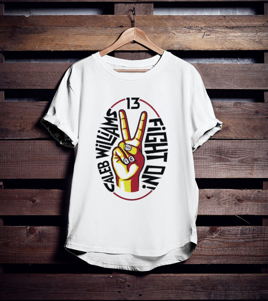 Caleb Williams 13 Fight On USC Trojans Peace Sign T-Shirt