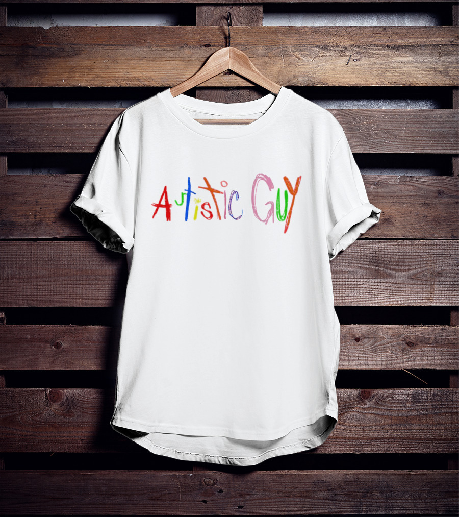 Autistic Guy Multicolored Handwritten Text T-Shirt
