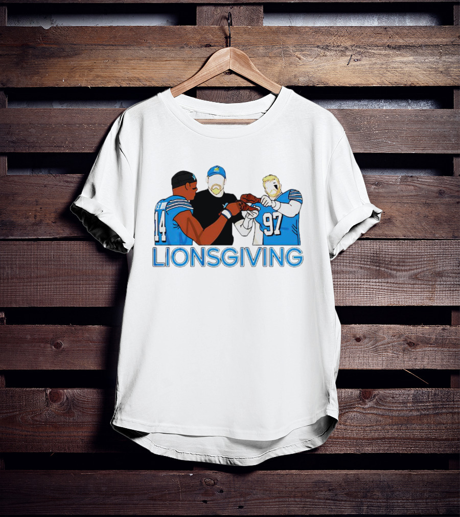 Detroit Lions Thanksgiving Lionsgiving Celebration With 14 And 97 T-Shirt