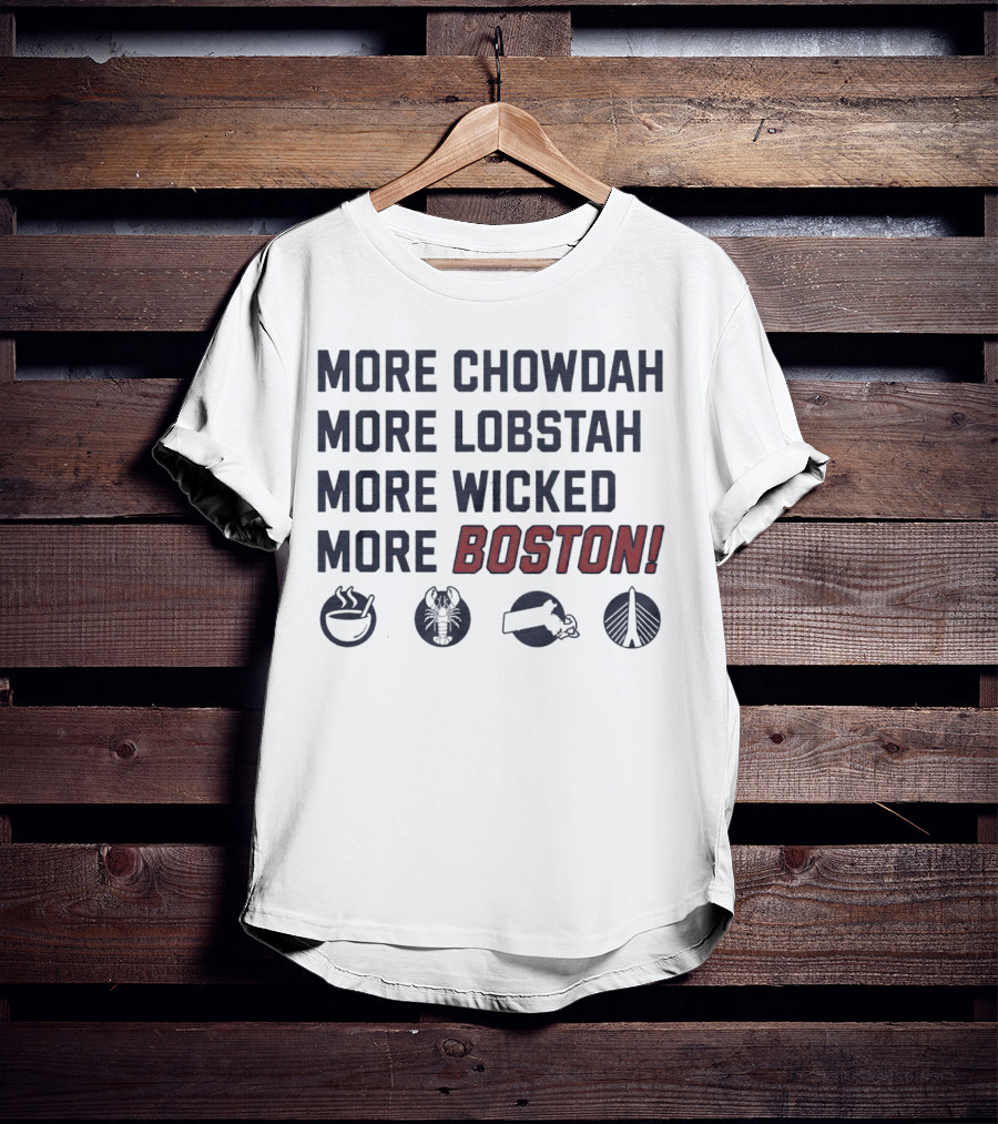More Chowdah More Lobstah More Wicked More Boston Icons Bowl Lobster Hat Bridge T-Shirt
