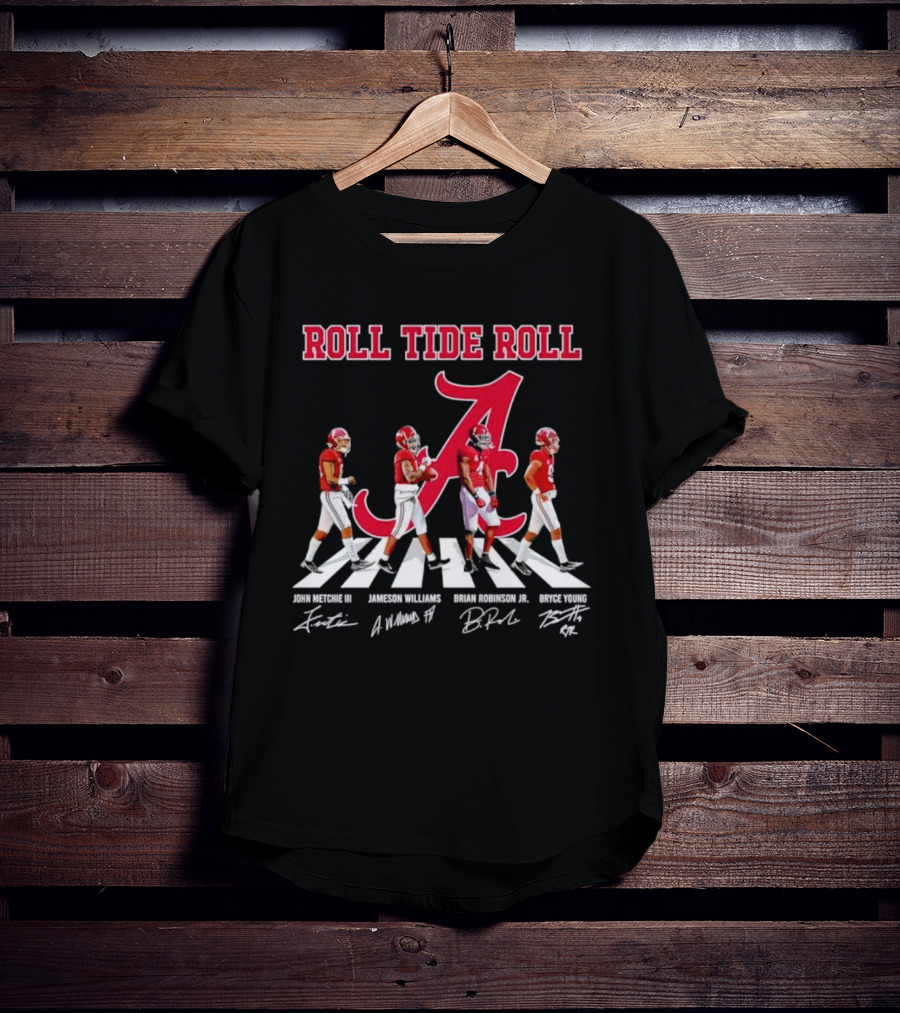 Roll Tide Roll Abbey Road John Metchie III Jameson Williams Brian Robinson Jr Bryce Young Signatures T-Shirt