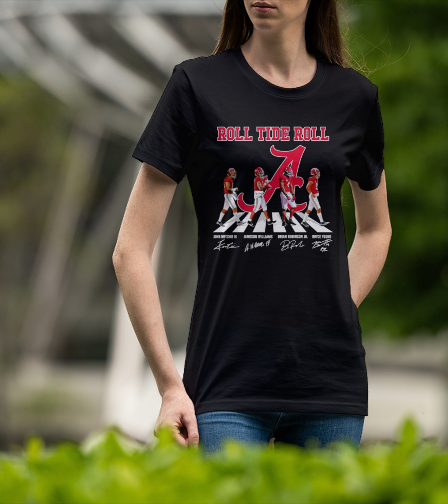 Roll Tide Roll Abbey Road John Metchie III Jameson Williams Brian Robinson Jr Bryce Young Signatures T-Shirt
