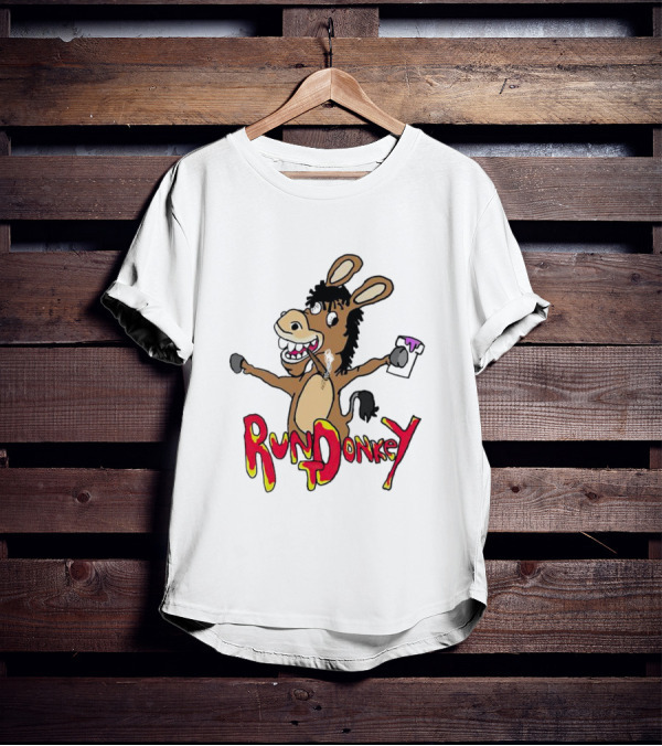 Rund Donkey Cartoon Character With Paint Can T-Shirt