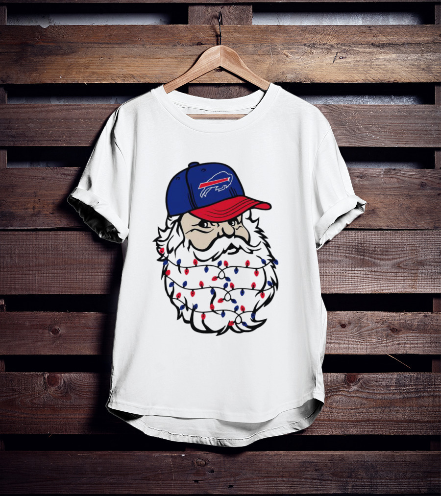 Santa Buffalo Bills Christmas Lights Beard Football T-Shirt