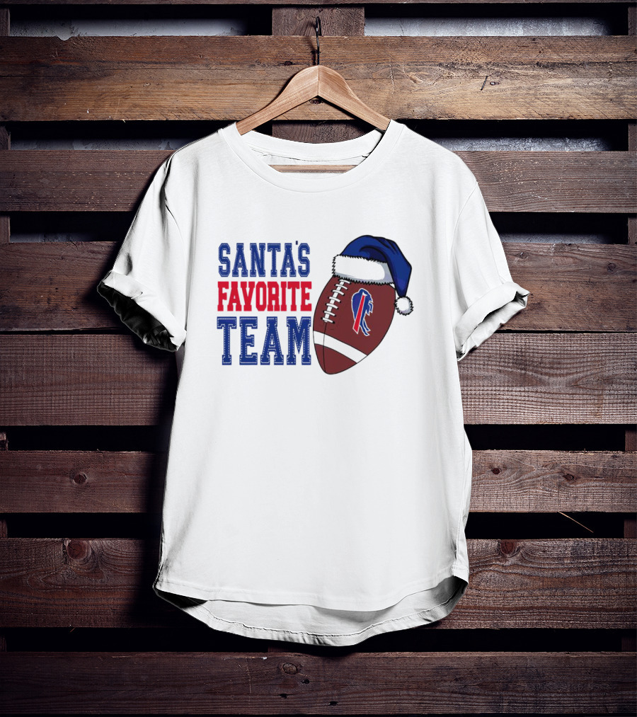 Santa's Favorite Team Buffalo Bills Christmas Football Holiday T-Shirt