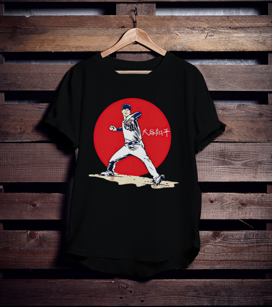 Shohei Ohtani Japanese Baseball Pitcher Icon Red Circle Kanji T-Shirt