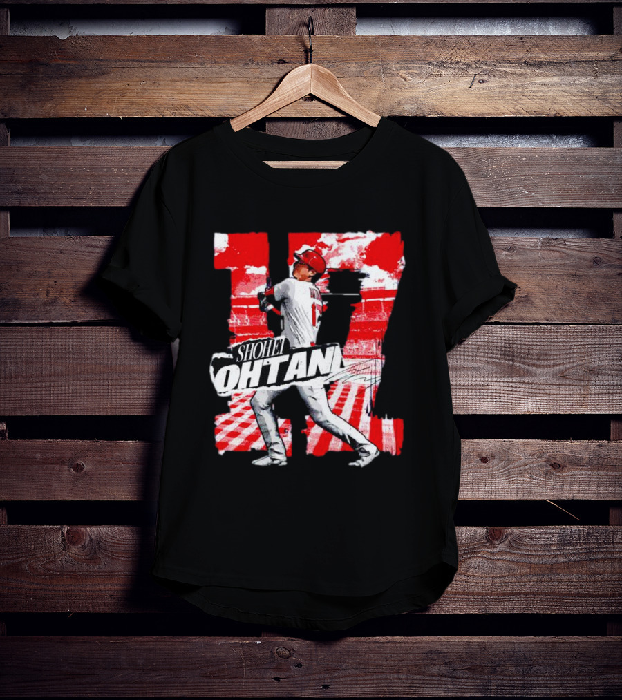 Shohei Ohtani Los Angeles Baseball 17 Cartoon Signature T-Shirt
