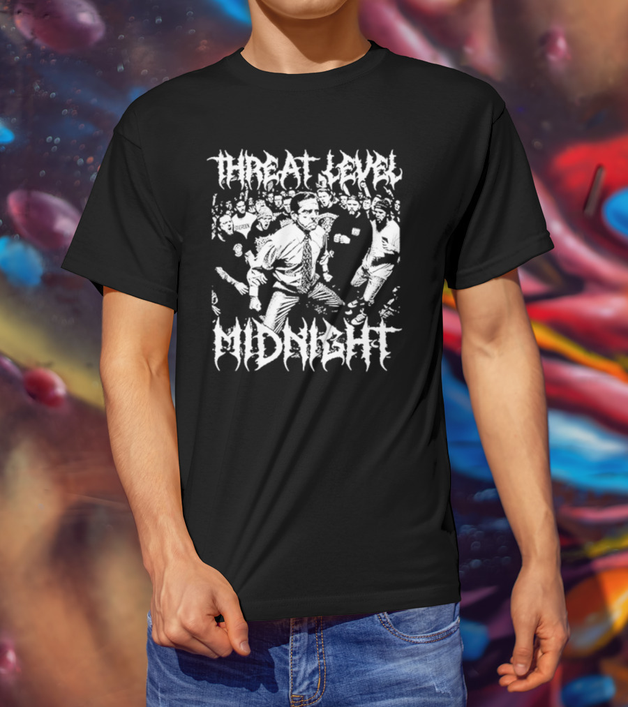 Threat Level Midnight Fight Scene Crowd Action T-Shirt
