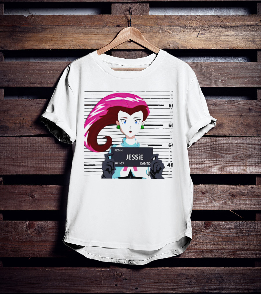 Jessie Mugshot Team Rocket Pokemon Anime T-Shirt