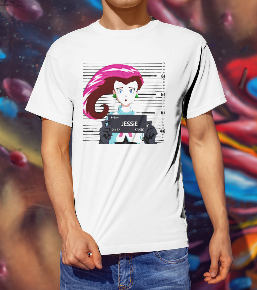 Jessie Mugshot Team Rocket Pokemon Anime T-Shirt