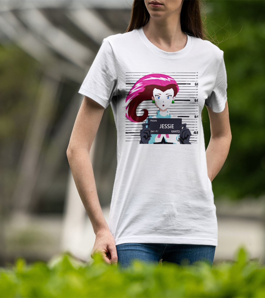 Jessie Mugshot Team Rocket Pokemon Anime T-Shirt