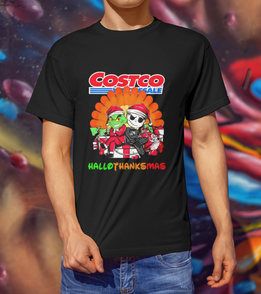 Costco Wholesale Grinch And Jack Skellington HalloThanksMas T-Shirt