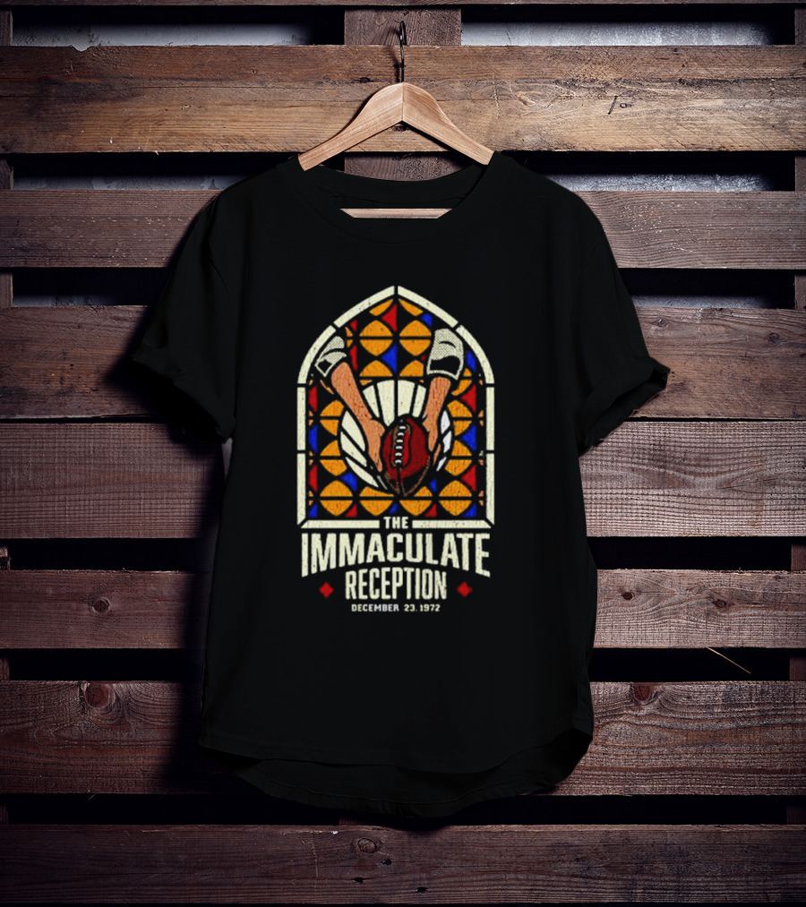 The Immaculate Reception December 23, 1972 Stained Glass Football Catch T-Shirt