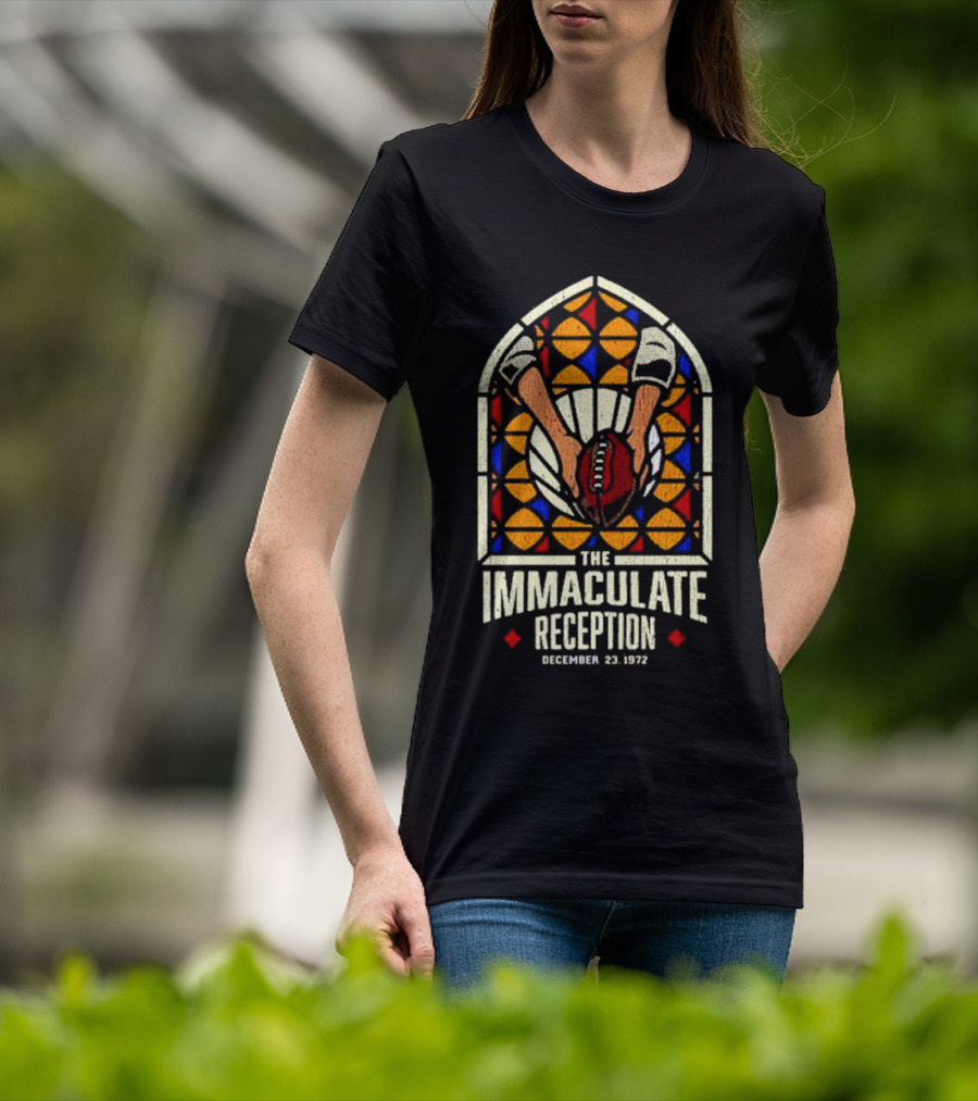 The Immaculate Reception December 23, 1972 Stained Glass Football Catch T-Shirt