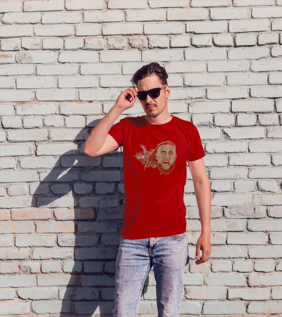 George Kittle Swag Head 49ers Red Beard Roaring Face T-Shirt