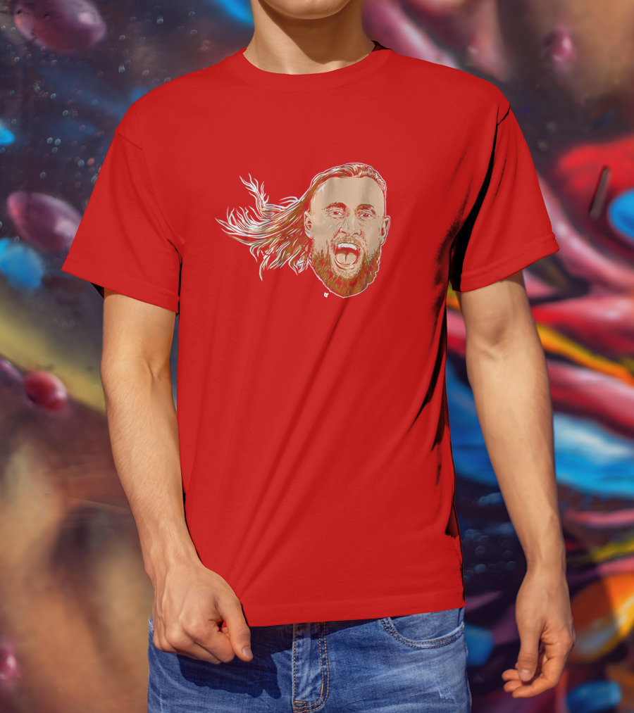 George Kittle Swag Head 49ers Red Beard Roaring Face T-Shirt