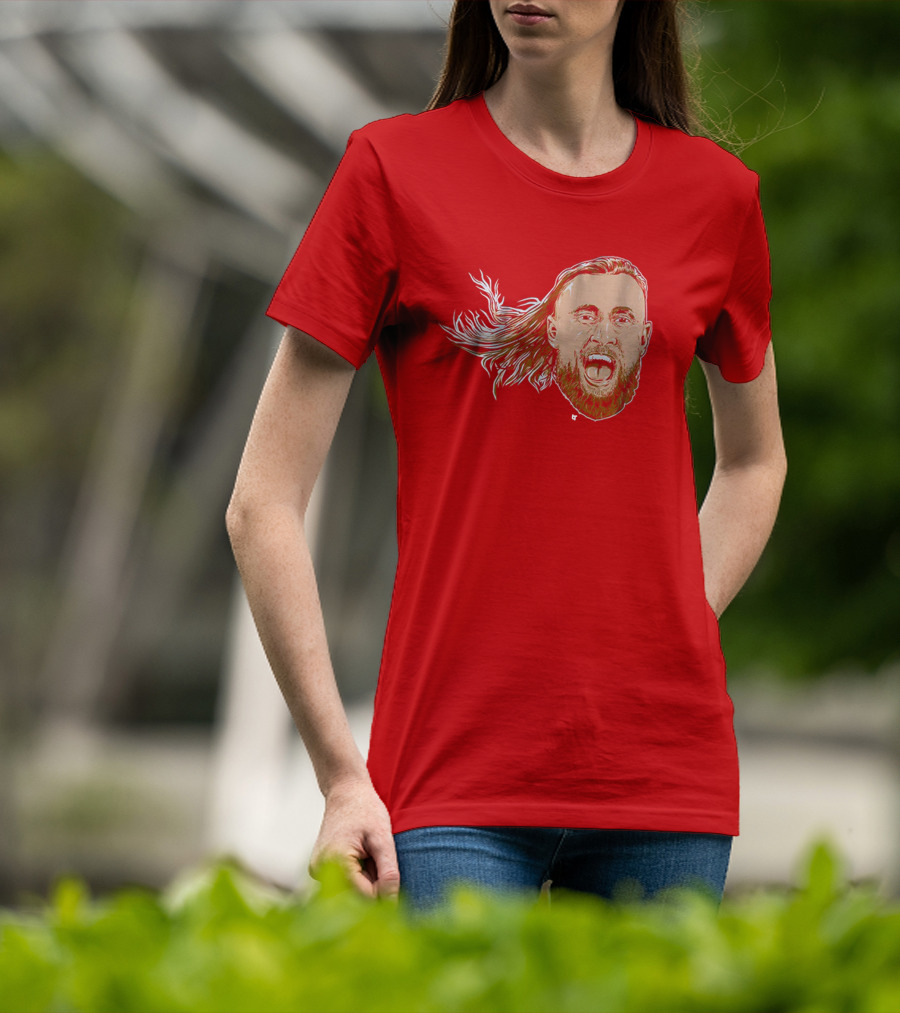 George Kittle Swag Head 49ers Red Beard Roaring Face T-Shirt