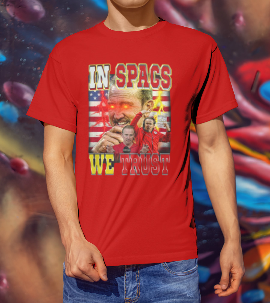 In Spags We Trust Chiefs USA Flag Football Coach Red Eyed T-Shirt