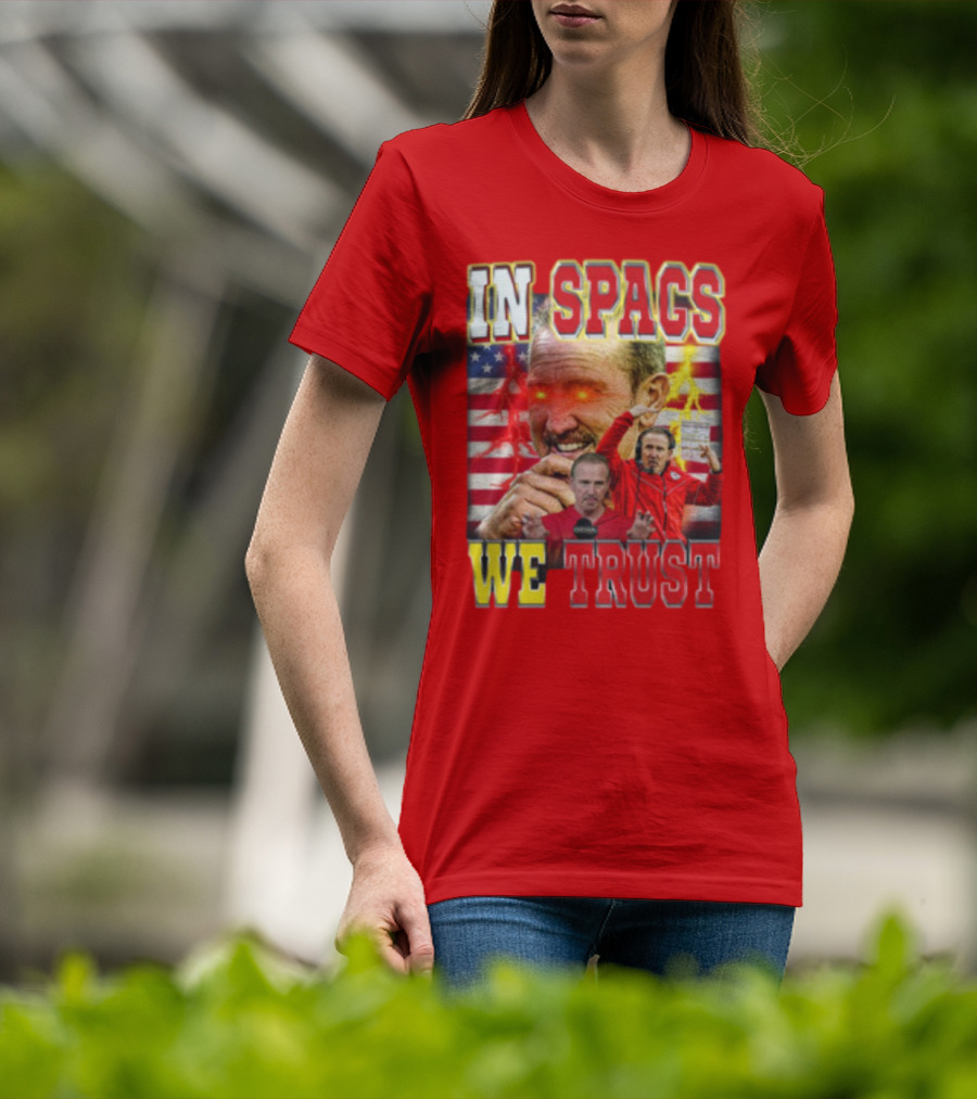 In Spags We Trust Chiefs USA Flag Football Coach Red Eyed T-Shirt