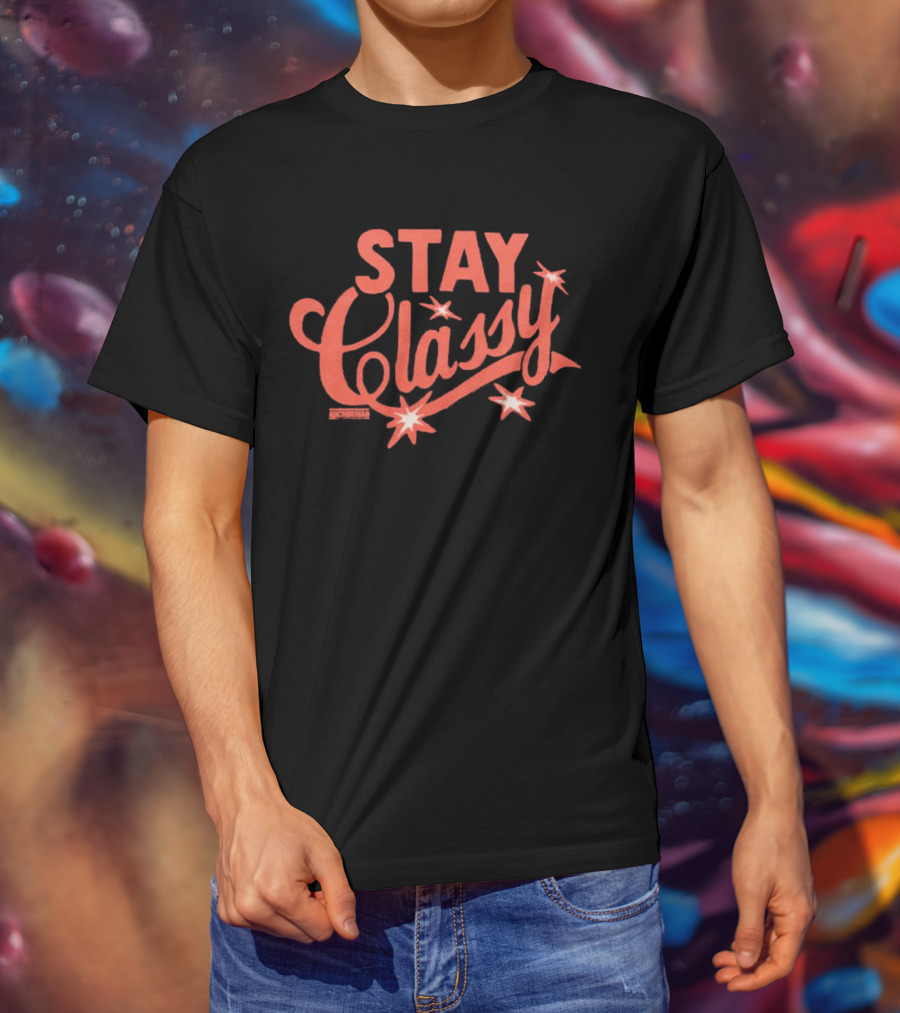 Anchorman Stay Classy Red Text With Stars T-Shirt