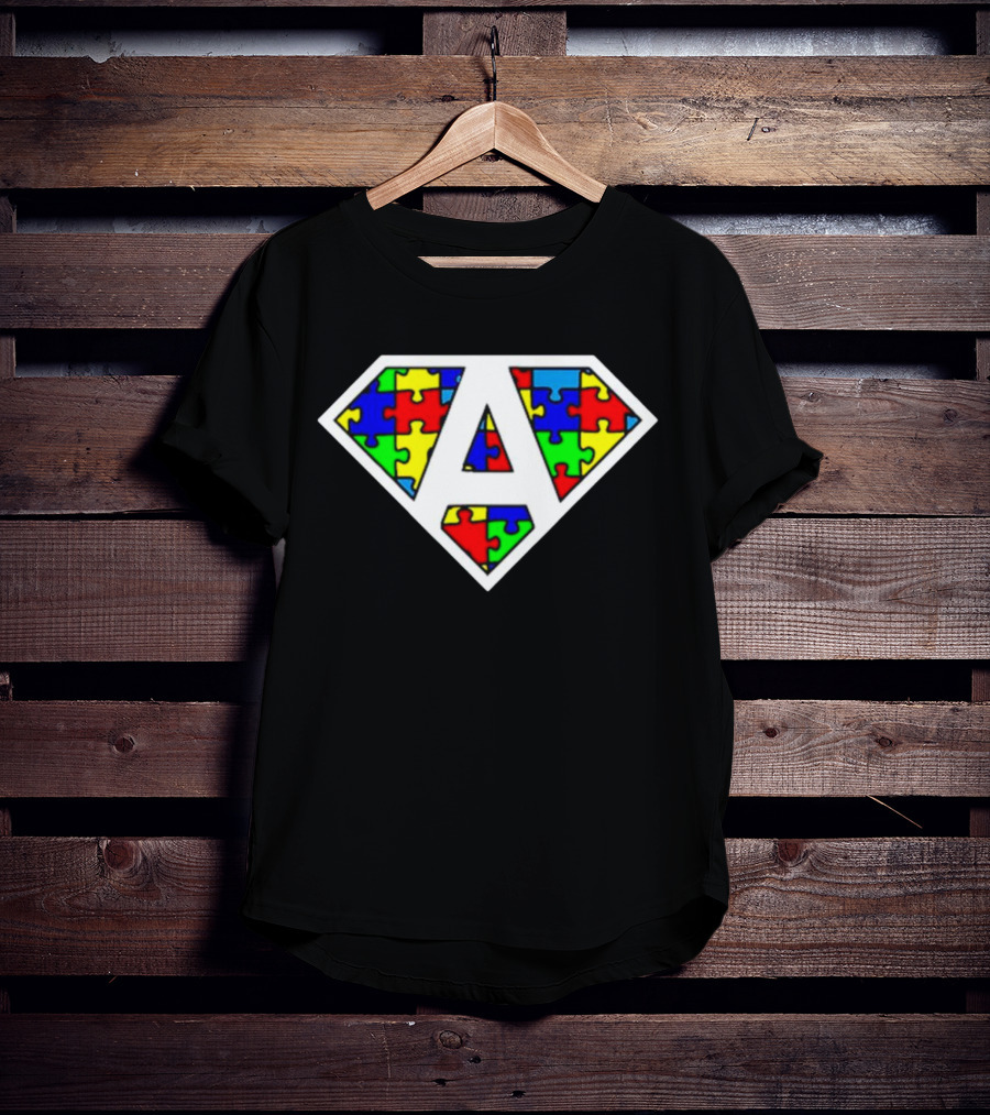 Autism Awareness Superhero Puzzle Emblem T-Shirt