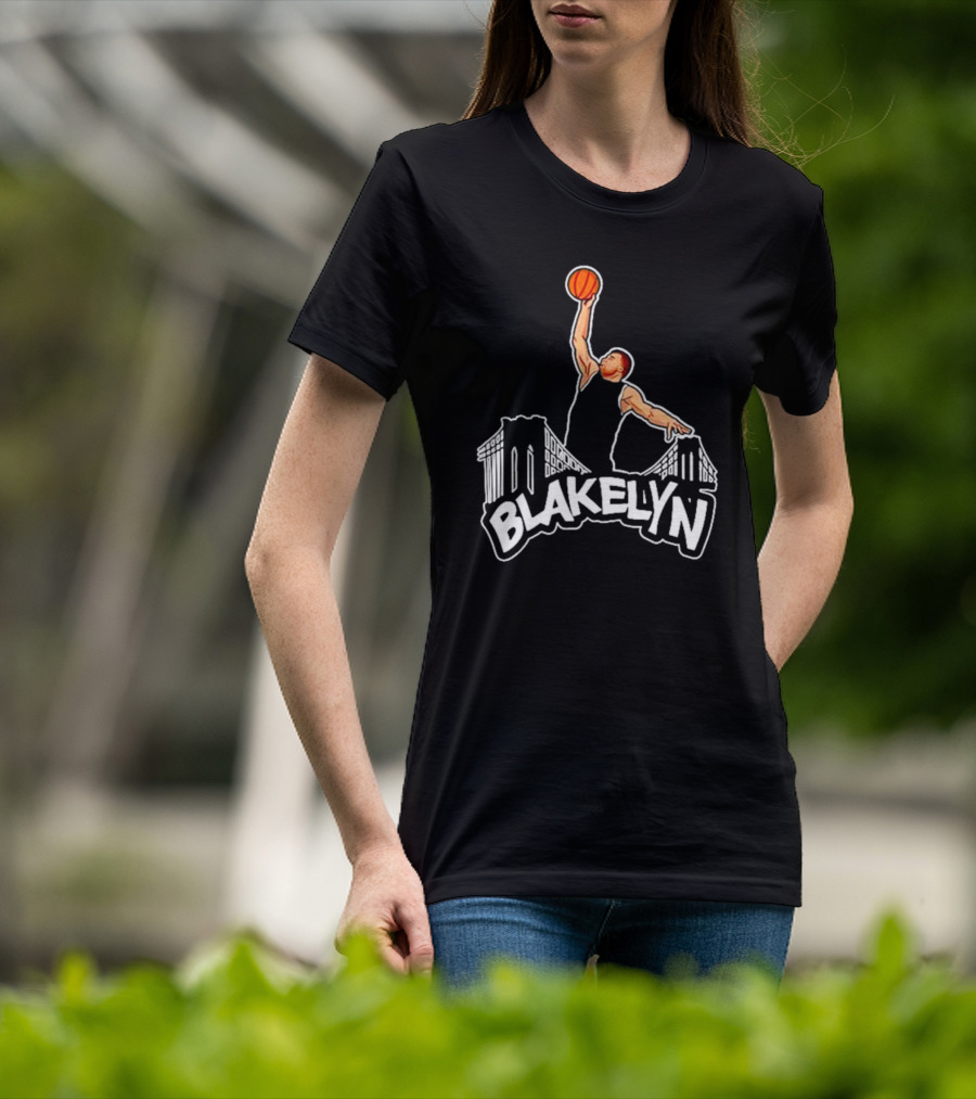 Blakelyn Basketball Dunk Over Bridge Skyline T-Shirt