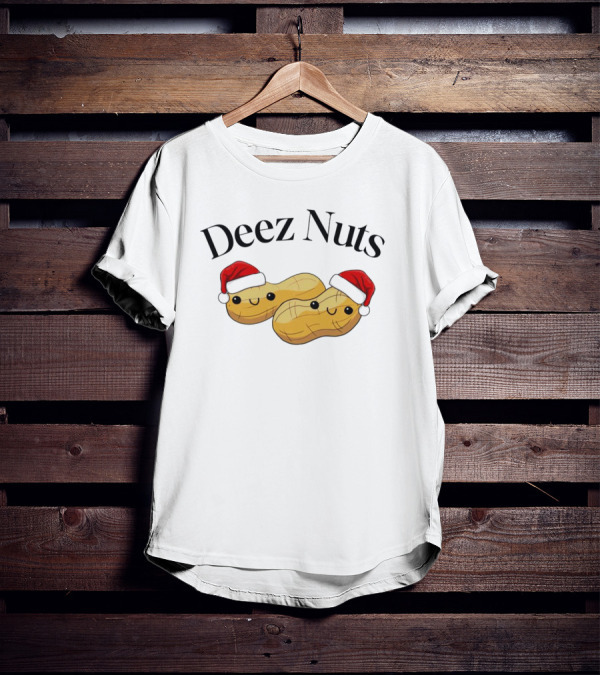 Santa Deez Nuts Merry Christmas Peanuts With Hats T-Shirt