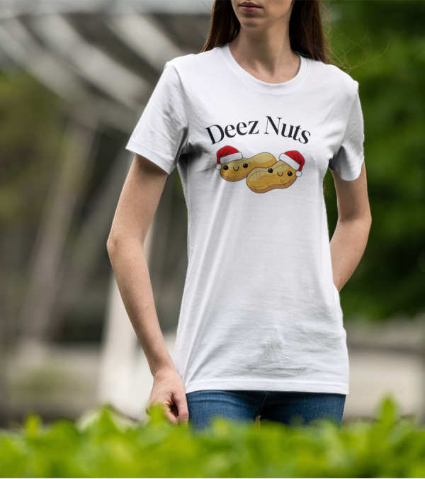 Santa Deez Nuts Merry Christmas Peanuts With Hats T-Shirt