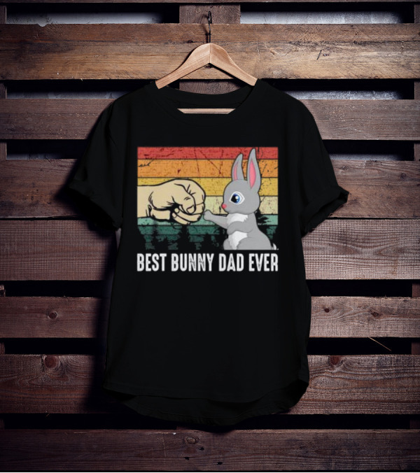 BEST BUNNY DAD EVER Vintage Fist Bump With Rabbit T-Shirt