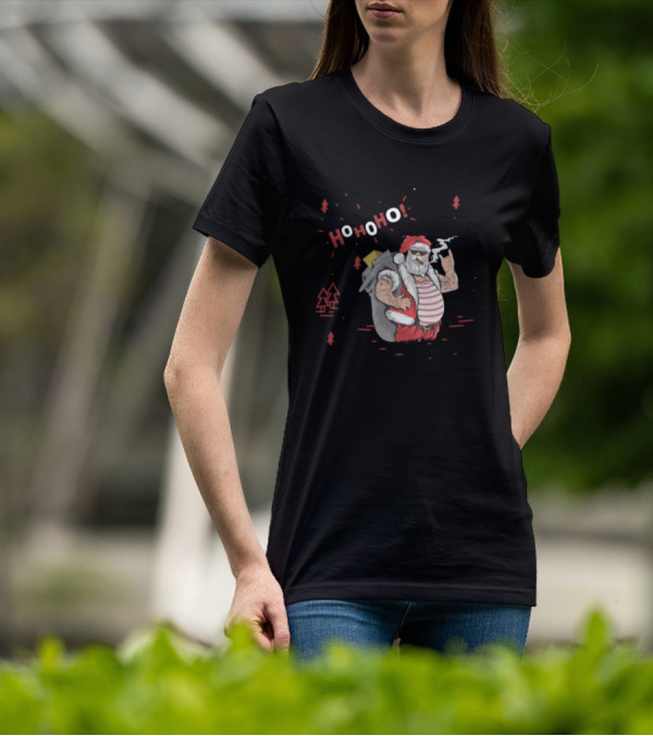 Santa Tricks With Ho Ho Ho Christmas T-Shirt