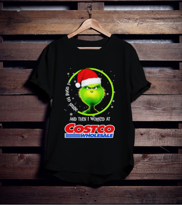 Grinch I Used To Smile And Then I Worked At Costco Wholesale Santa Hat Snowflakes T-Shirt