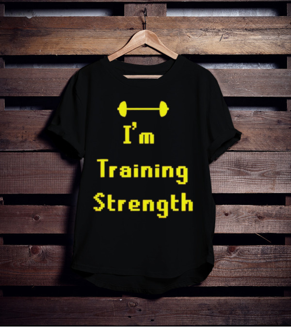I'm Training Strength Retro Pixel Dumbbell T-Shirt