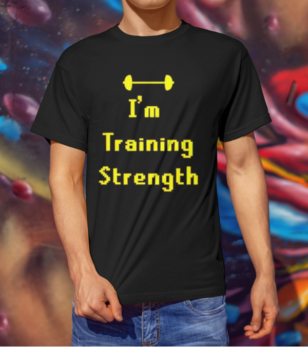 I'm Training Strength Retro Pixel Dumbbell T-Shirt