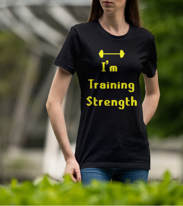 I'm Training Strength Retro Pixel Dumbbell T-Shirt