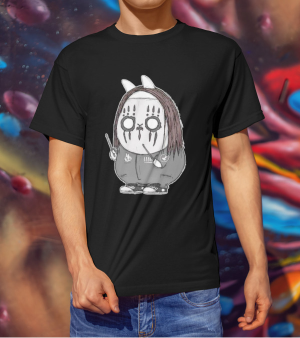 Joey Jordison Fuuki Bunny Drummer Character With Long Hair And Drumsticks T-Shirt
