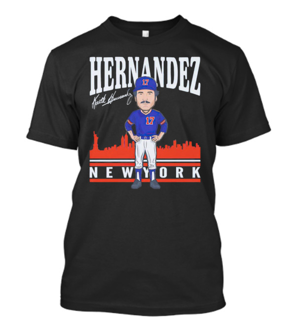 Hernandez Keith Hernandez Caricature New York 17 Signature T-Shirt