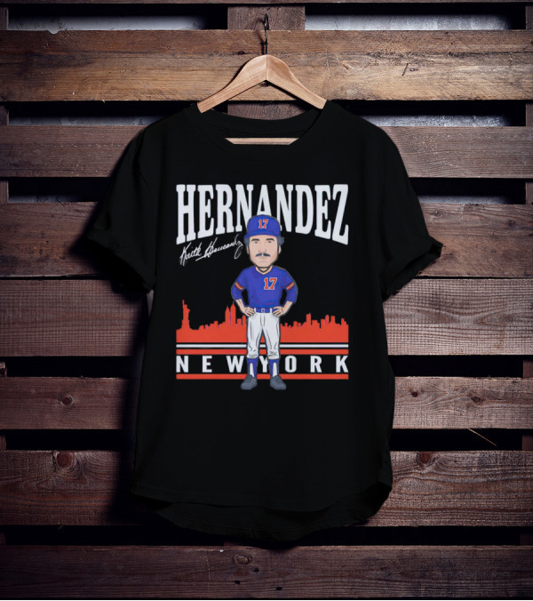 Hernandez Keith Hernandez Caricature New York 17 Signature T-Shirt