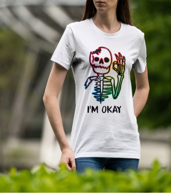 Skeleton Pride Gay Rainbow I'm Okay T-Shirt