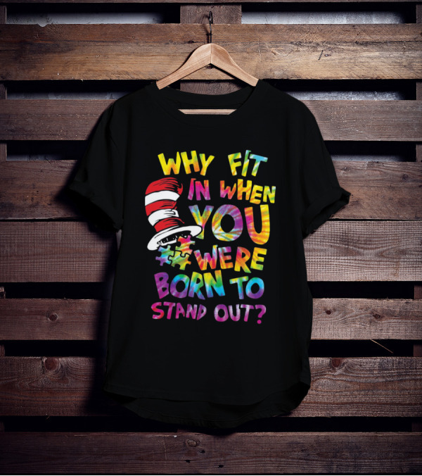 Why Fit In When You Were Born To Stand Out Colorful Hat Puzzle T-Shirt