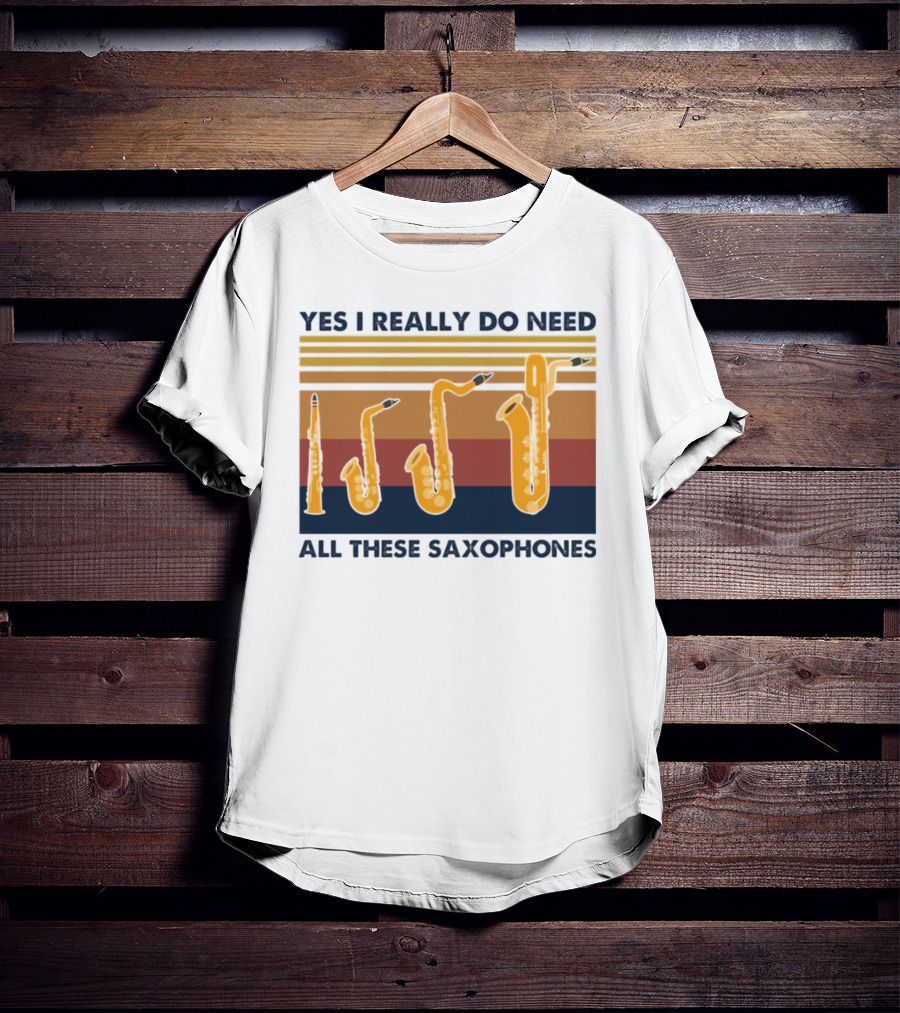 Yes I Really Do Need All These Saxophones Retro Stripes T-Shirt