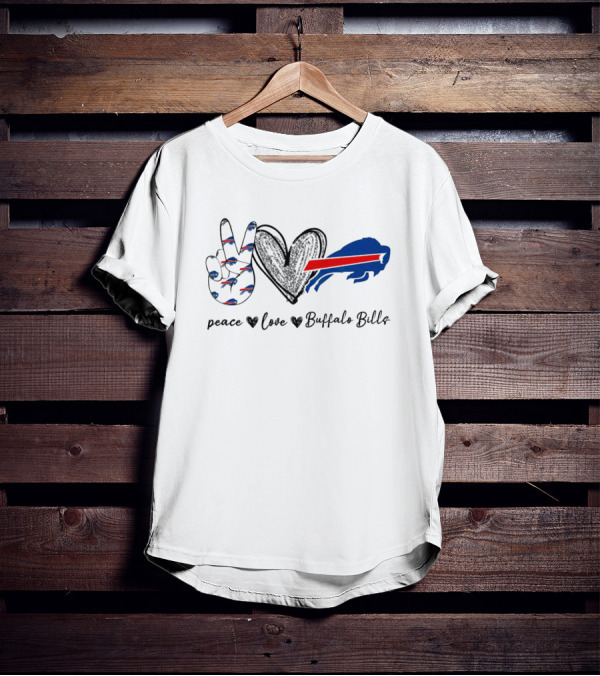 Peace Love Buffalo Bills Football Fan T-Shirt